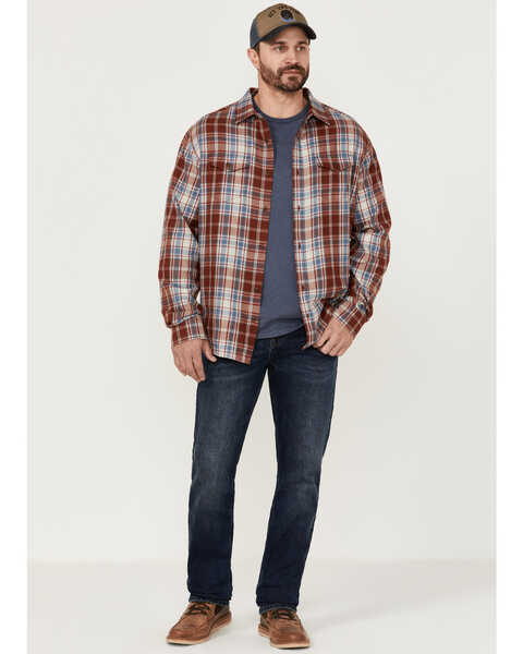 Image #3 - Brothers and Sons Men's Plaid Casual Woven Long Sleeve Button Down Western Shirt, Red, hi-res