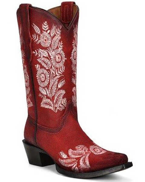 Corral Women's Floral Embroidered Western Boots - Snip Toe - Country ...