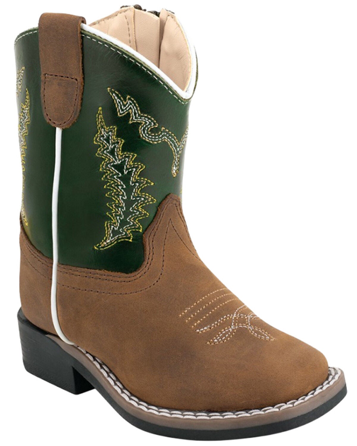 Image #1 - Old West Toddler Boys' Western Boots - Broad Square Toe, Green, hi-res