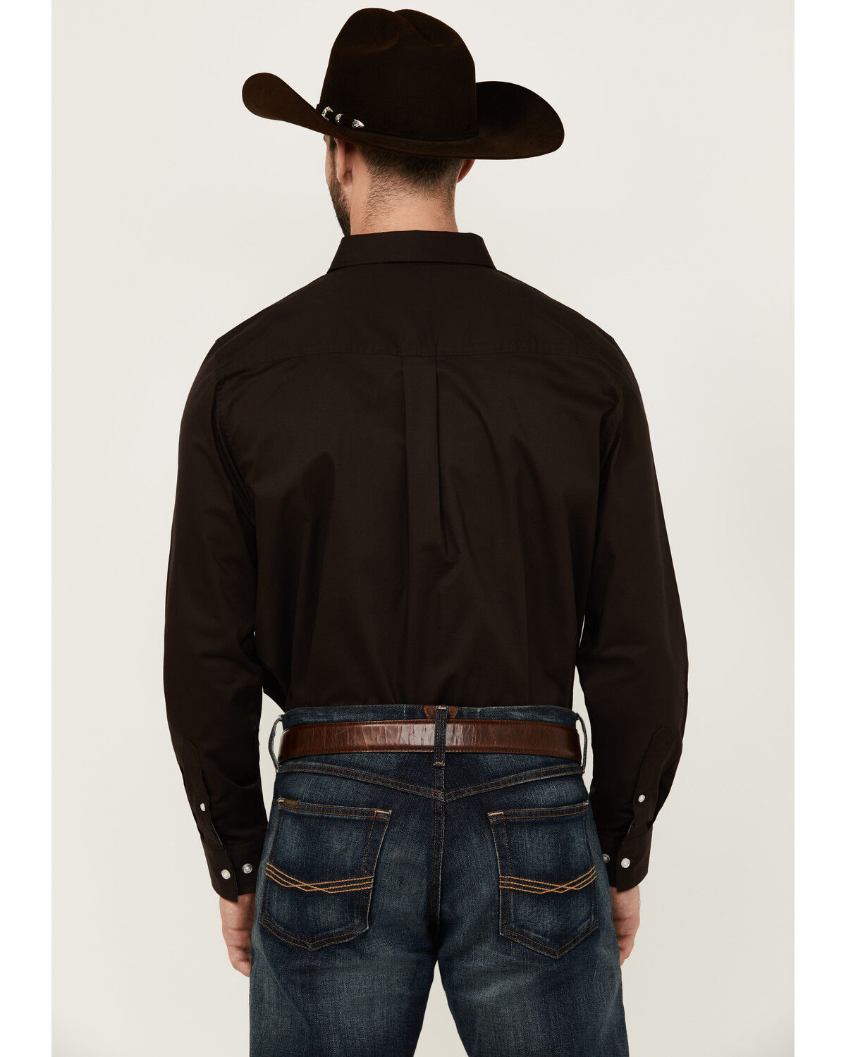 Image #4 - Cody James Men's Basic Solid Long Sleeve Button-Down Stretch Western Shirt - Big, Brown, hi-res