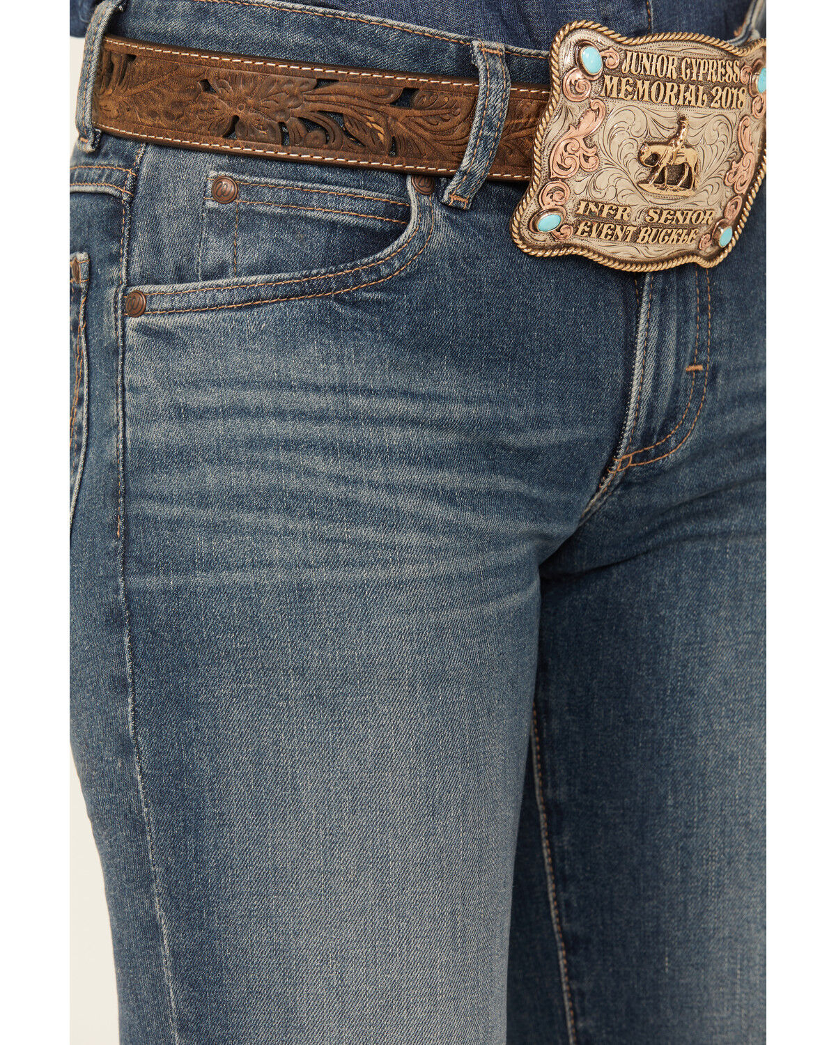 Image #2 - Wrangler Retro Women's Mae Dark Wash Mid Rise Stretch Trouser Jeans, Dark Wash, hi-res