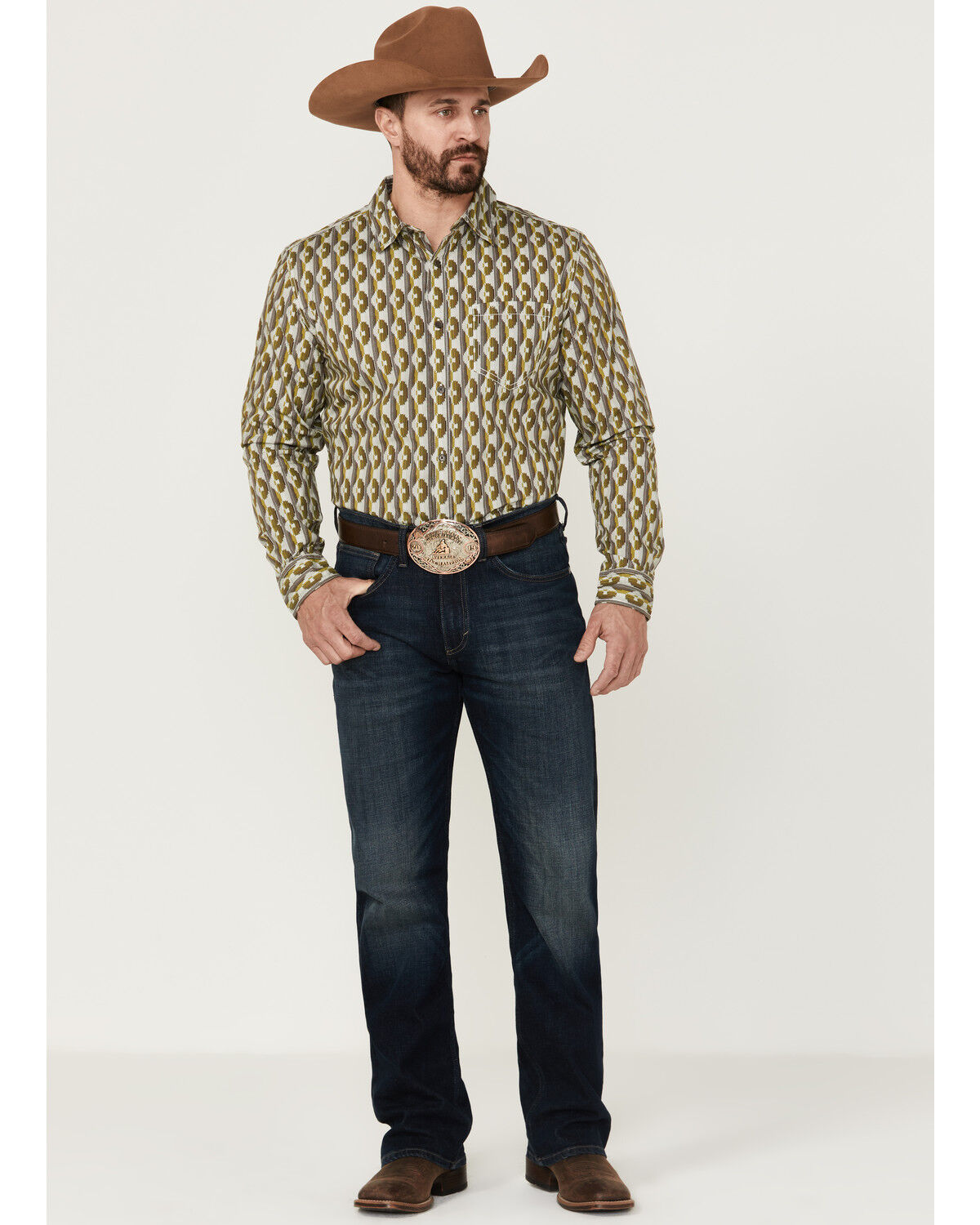 Image #2 - Gibson Men's Funk Geo Print Long Sleeve Button-Down Western Shirt, , hi-res