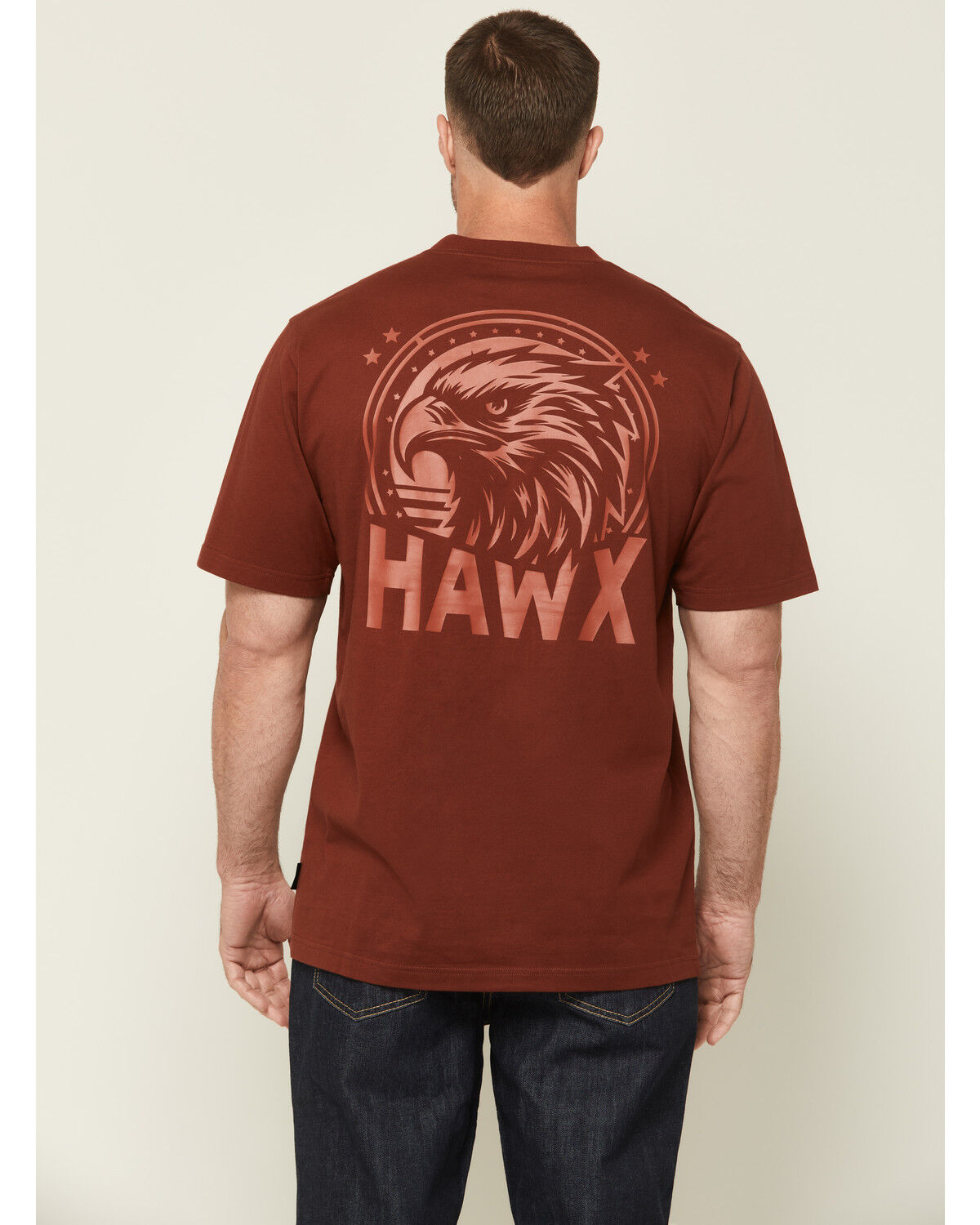 Image #1 - Hawx Men's Solid Silhouette Short Sleeve Graphic Work T-Shirt, Wine, hi-res