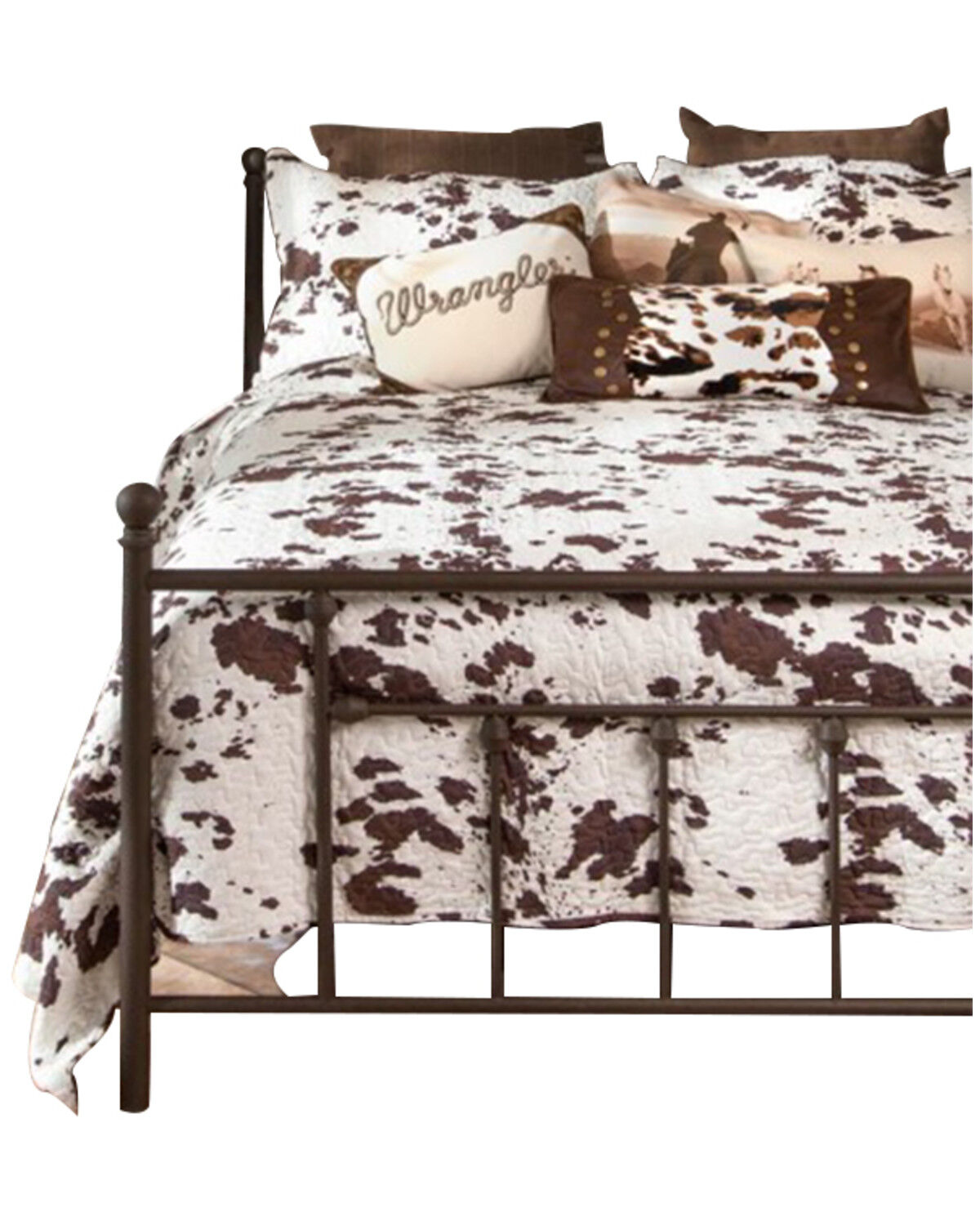 Image #1 - Wrangler Cowhide Quilt Set - Queen, Brown, hi-res