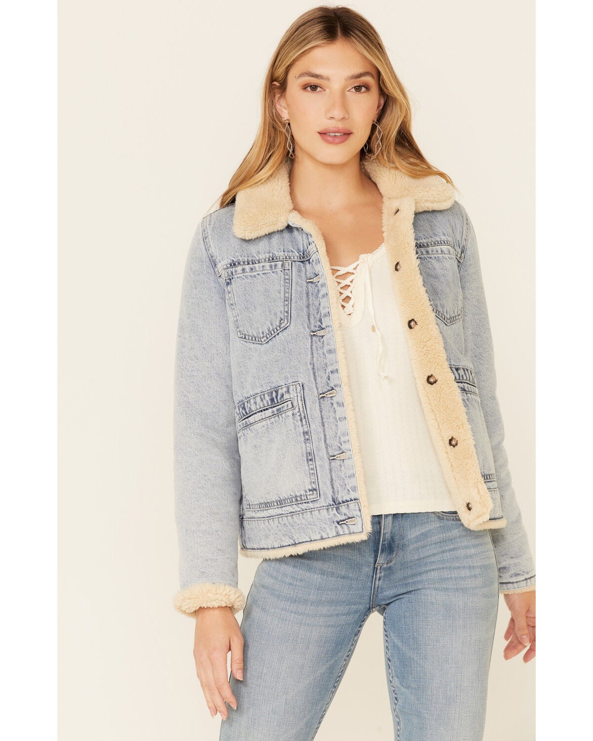 Image #1 - Idyllwind Women's Pony Up Light Wash Reversible Denim Sherpa Jacket , , hi-res