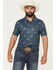 Image #1 - Hooey Men's The Weekender Printed Short Sleeve Button-Down Performance Polo, Blue, hi-res