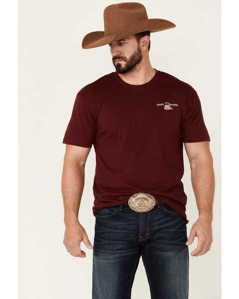 Cody James Men's Don't Touch My Freedom Graphic Short Sleeve T-Shirt , Burgundy, hi-res