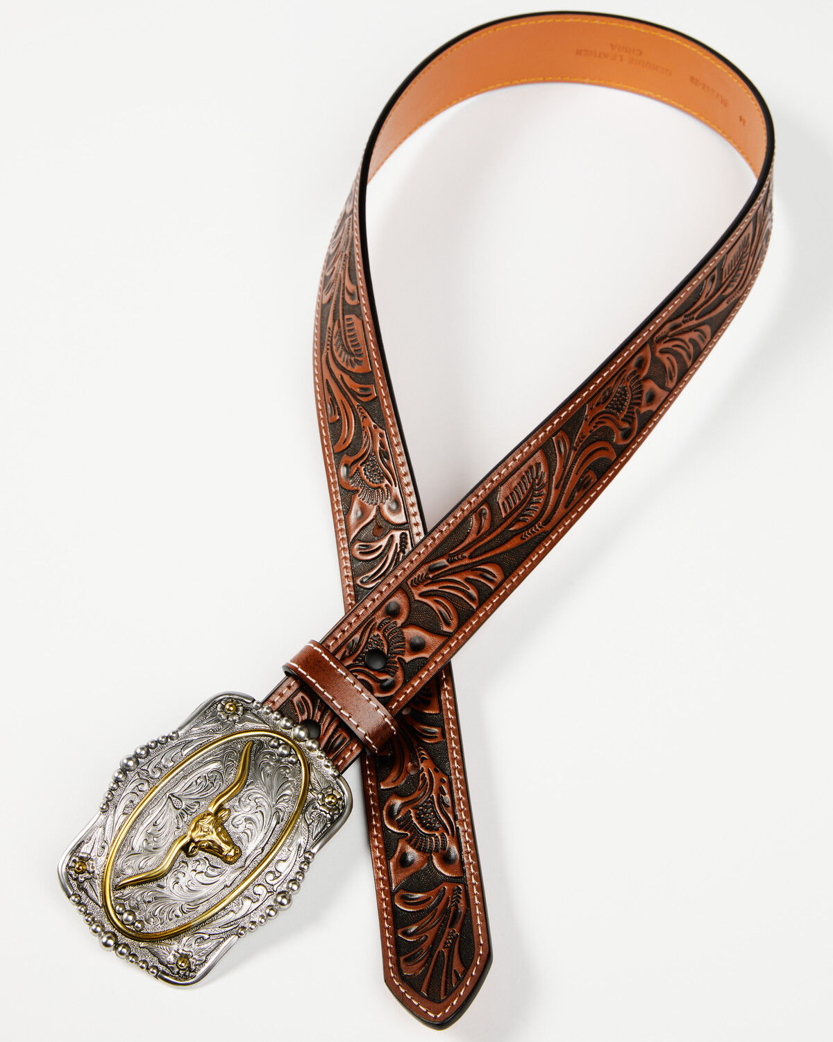 Cody James Men's Tooled Longhorn Buckle Belt - Country Outfitter