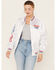 Image #1 - The Laundry Room Women's Faux Satin Coors Light Bomber Jacket, White, hi-res