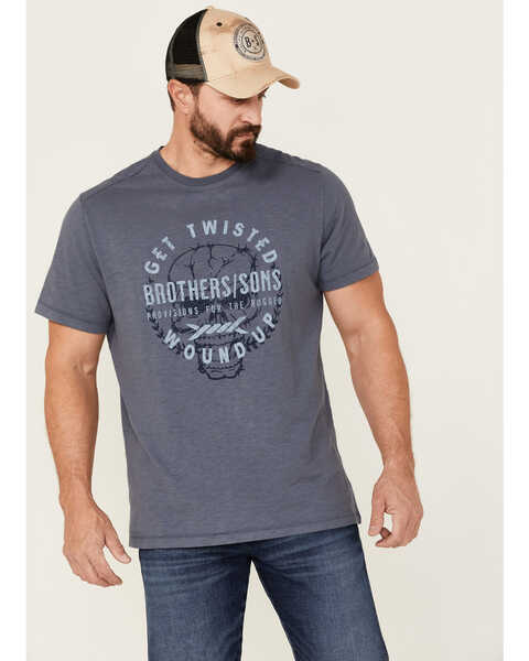 Brothers & Sons Men's Twisted Slub Skull Graphic T-Shirt, Blue, hi-res