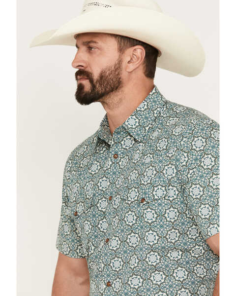 Image #2 - Gibson Men's Antonio Geo Print Short Sleeve Western Snap Shirt, Steel, hi-res
