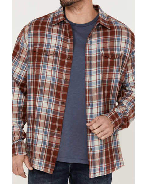 Image #4 - Brothers and Sons Men's Plaid Casual Woven Long Sleeve Button Down Western Shirt, Red, hi-res