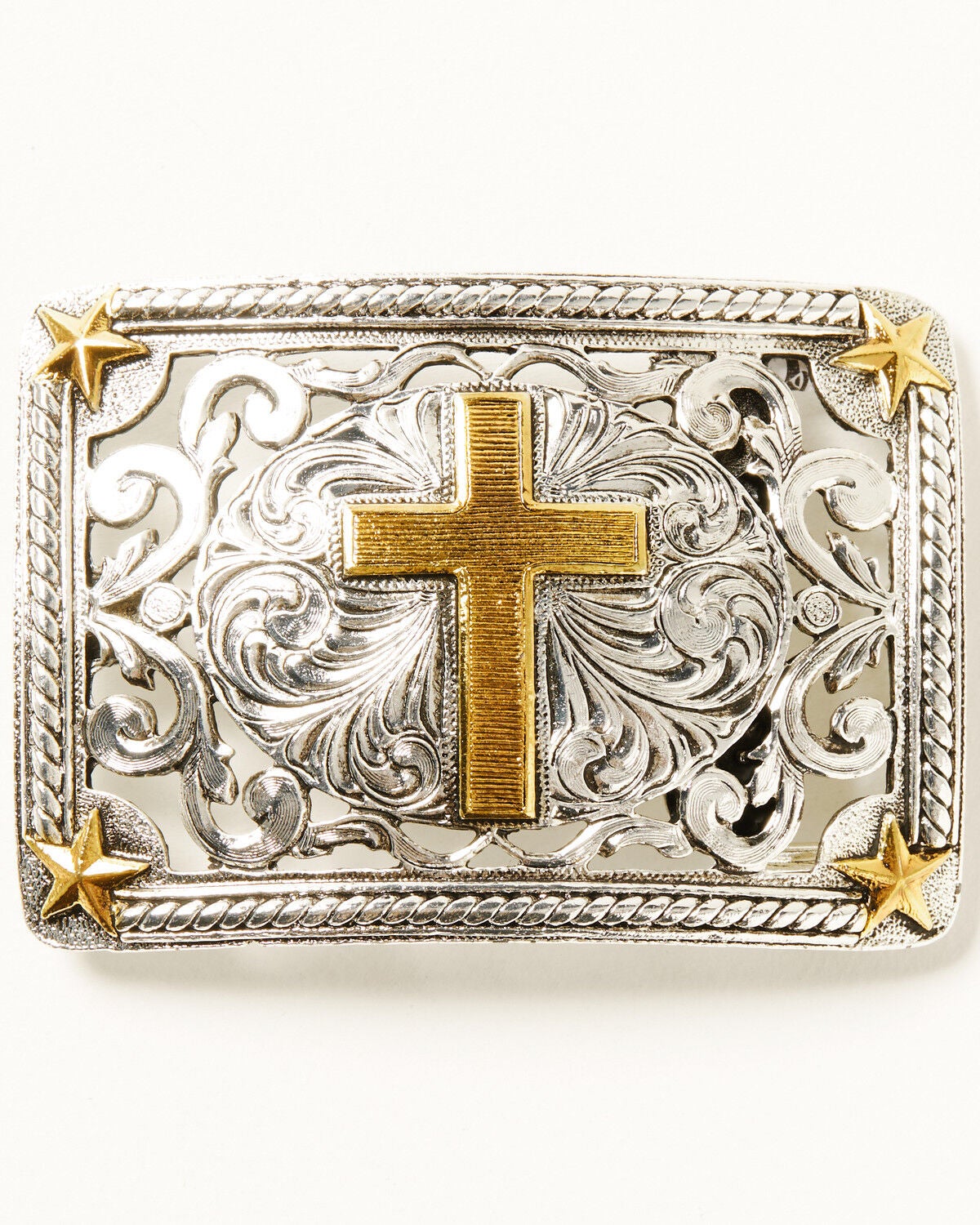 Cody James Men's Filigree Cross Belt Buckle, Silver, hi-res