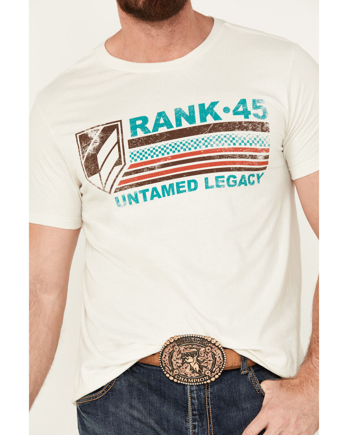 Image #3 - RANK 45® Men's Untamed Logo Short Sleeve Graphic T-Shirt, White, hi-res