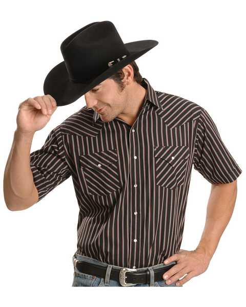 Image #3 - Ely Walker Men's Assorted Plaid or Stripe Short Sleeve Western Shirt - Big & Tall, Stripe, hi-res