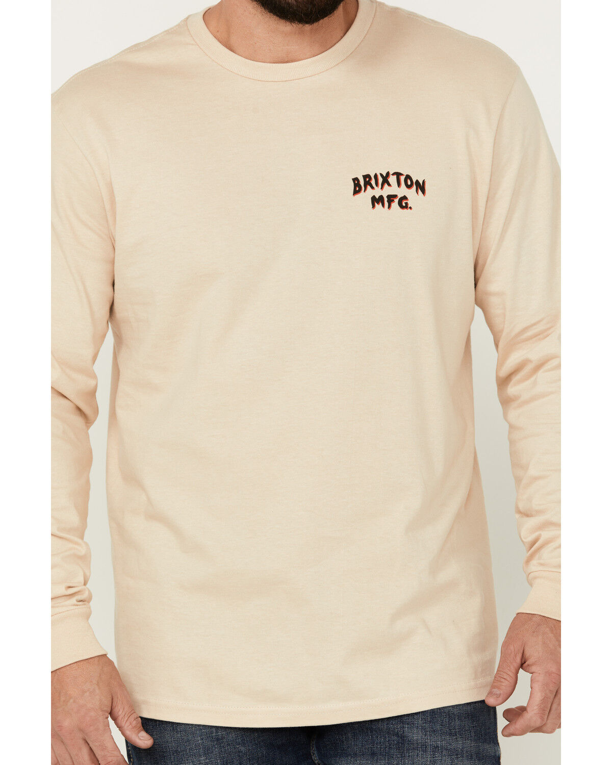 Image #3 - Brixton Men's Trailmoor Snake And Skull Graphic Print Long Sleeve Shirt, Cream, hi-res