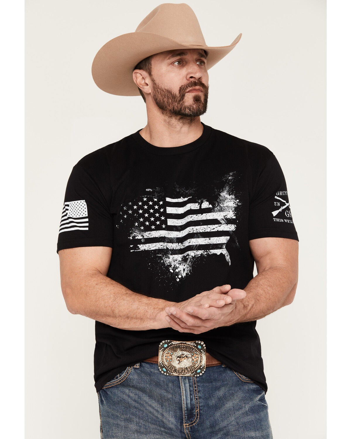 Image #1 - Grunt Style Men's American Acid Short Sleeve Graphic T-Shirt, Black, hi-res