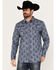 Image #1 - Moonshine Spirit Men's Satanta Paisley Print Long Sleeve Snap Western Shirt, Blue, hi-res
