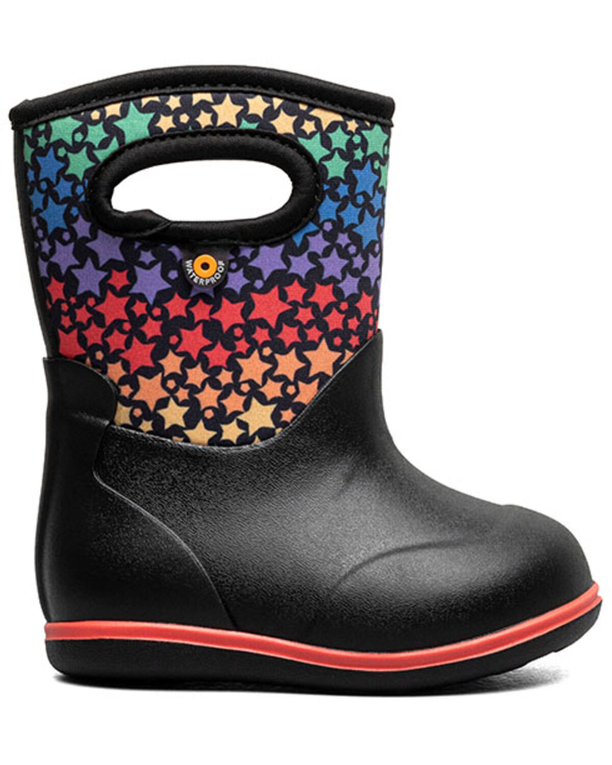 Image #2 - Bogs Toddler Girls' Classic Rainbow Stars Rainboots, Black, hi-res