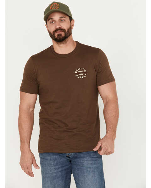 Brixton Men's Oath Logo Short Sleeve Graphic T-Shirt, Brown, hi-res