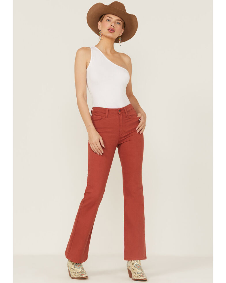 Sneak Peek Women's Rust High Rise Bootcut Jeans, Rust Copper, hi-res