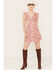 Image #1 - Angie Women's Short Sleeve Floral Mini Dress, Red, hi-res
