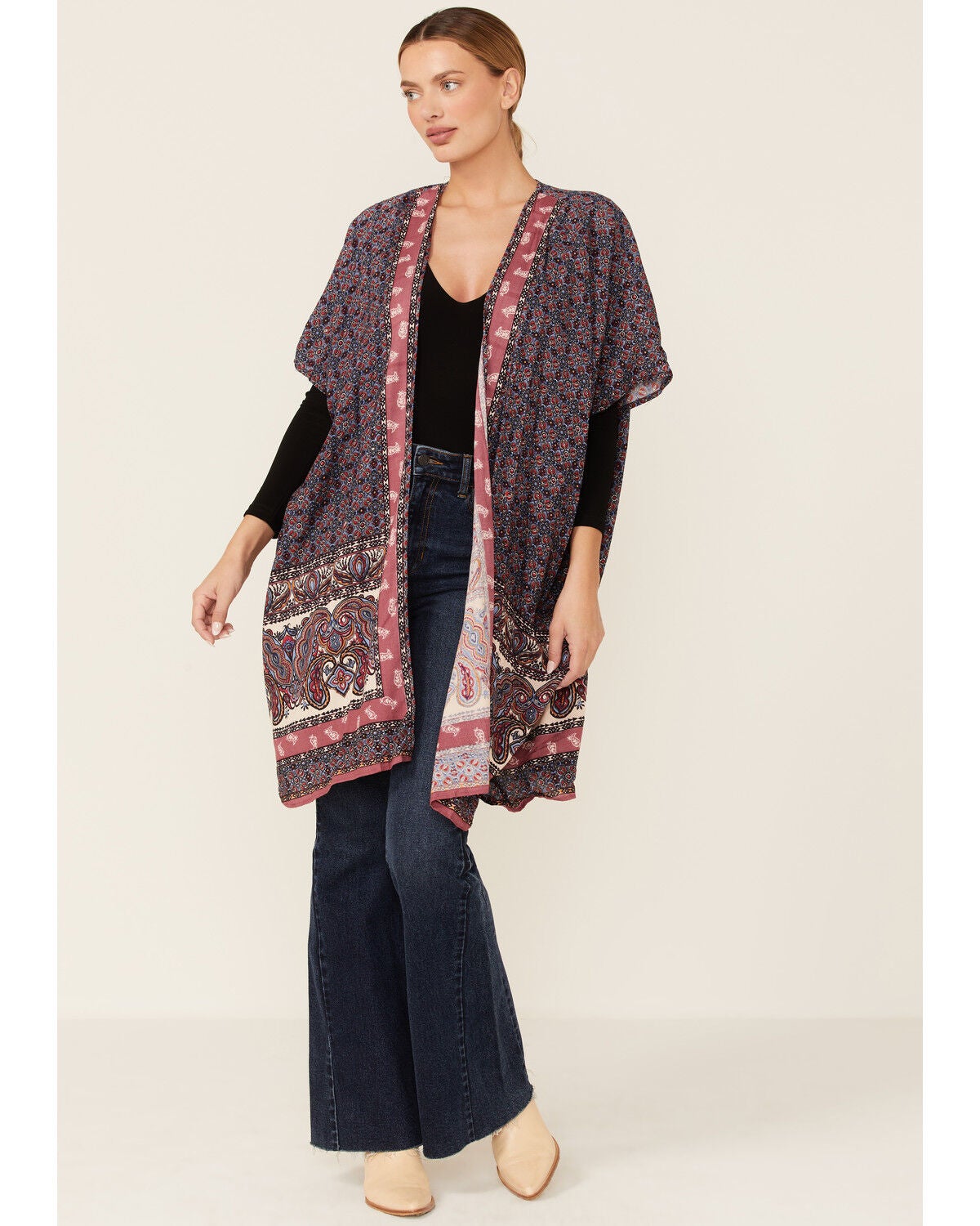 Angie Women's Purple Spice Kimono Duster, Purple, hi-res