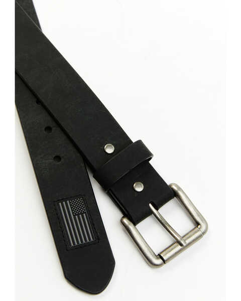 Image #2 - Hawx Men's Flag Tip Casual Leather Belt, Black, hi-res