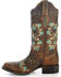 Corral Women's Studded Floral Embroidery Cowgirl Boots - Square Toe, Brown, hi-res