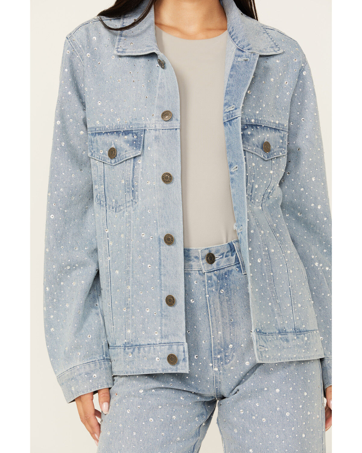 Image #3 - Show Me Your Mumu Women's Light Wash Embellished Dover Denim Jacket, Light Wash, hi-res