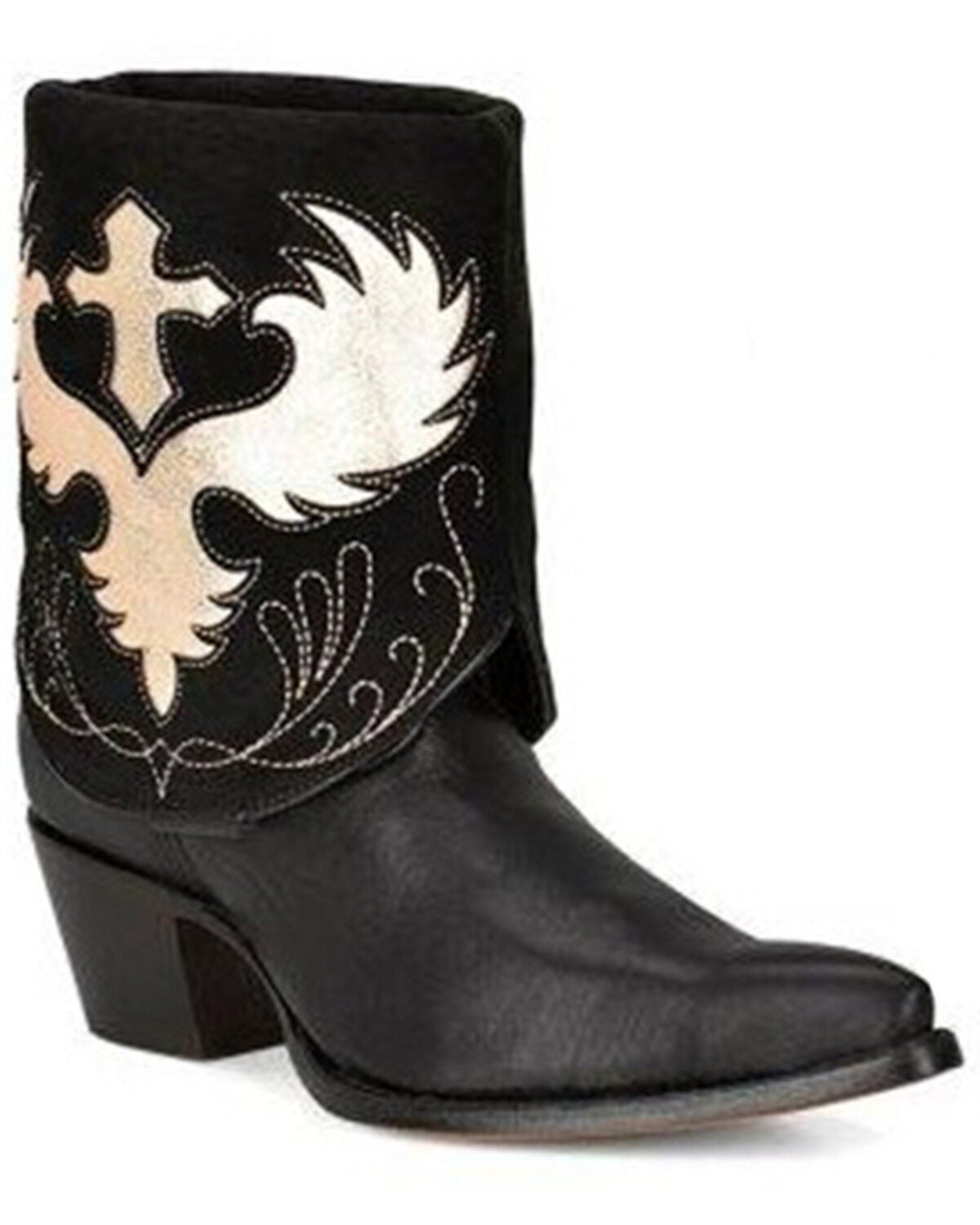 Corral Women's Wing & Cross Convertible Western Booties - Snip Toe, Black, hi-res