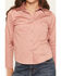 Image #3 - Shyanne Girls' Solid Long Sleeve Rhinestone Snap Stretch Western Shirt, Mauve, hi-res