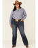 Ariat Women's R.E.A.L Chambray Billie Jean Embroidered Long Sleeve Button Down Western Core Shirt - Plus, Blue, hi-res