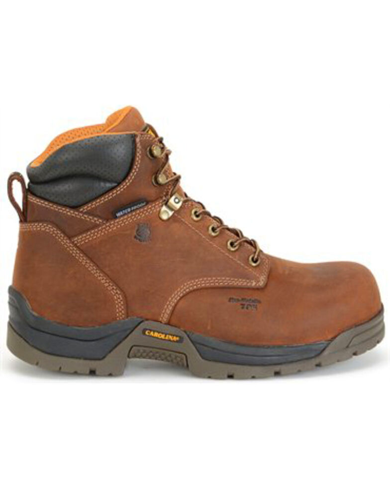 Carolina Men's 6" Brown Waterproof Work Boots - Broad Toe, Brown, hi-res