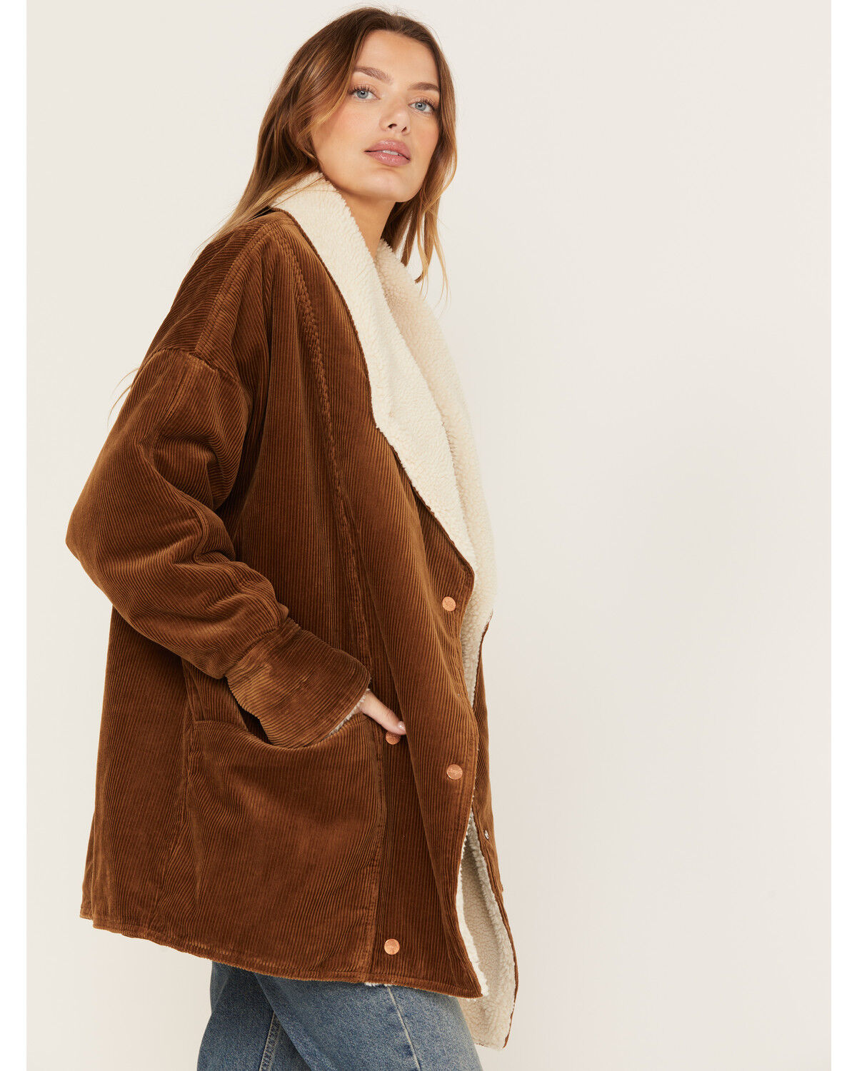 Image #2 - Wrangler Women's Corduroy Ranch Coat, Brown, hi-res