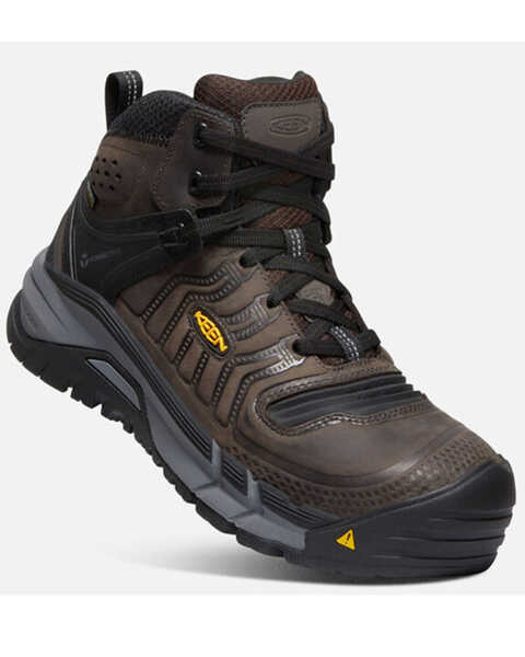 Keen Men's Kansas City Mid Lace-Up Waterproof Work Boots - Carbon Toe, Coffee, hi-res