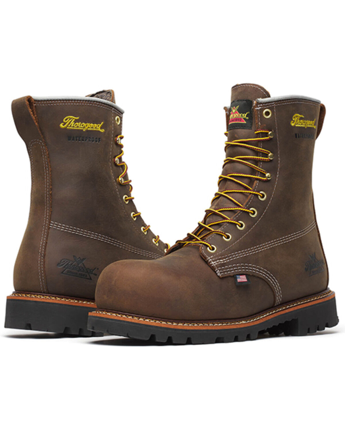 Image #6 - Thorogood Men's 8" Crazy Horse Waterproof Work Boots - Composite Toe, Brown, hi-res
