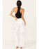 Image #3 - Vibrant Denim Women's Rhinestone Star High Rise Wide Leg Jeans , White, hi-res