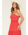 Image #2 - Miss Me Women's Sleeveless Eyelet Trim Mini Dress, Red, hi-res