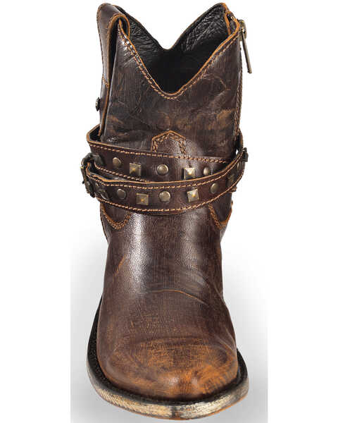 Image #4 - Liberty Black Women's Volcano Brass Studded Harness Booties - Pointed Toe , Brown, hi-res