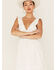 Image #1 - Molly Bracken Women's Ruffle Trim Cross Back High-Low Dress, White, hi-res
