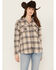 Image #1 - Stillwater Supply Women's Plaid Print Sherpa Lined Shacket, Cream, hi-res
