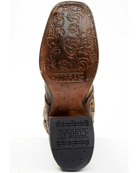 Image #8 - Corral Women's Studded Floral Embroidery Western Boots - Square Toe, Brown, hi-res