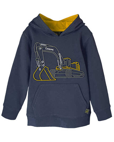 John Deere Boys' Construction Loader Logo Graphic Hooded Sweatshirt - Sizes 5-7, Blue, hi-res