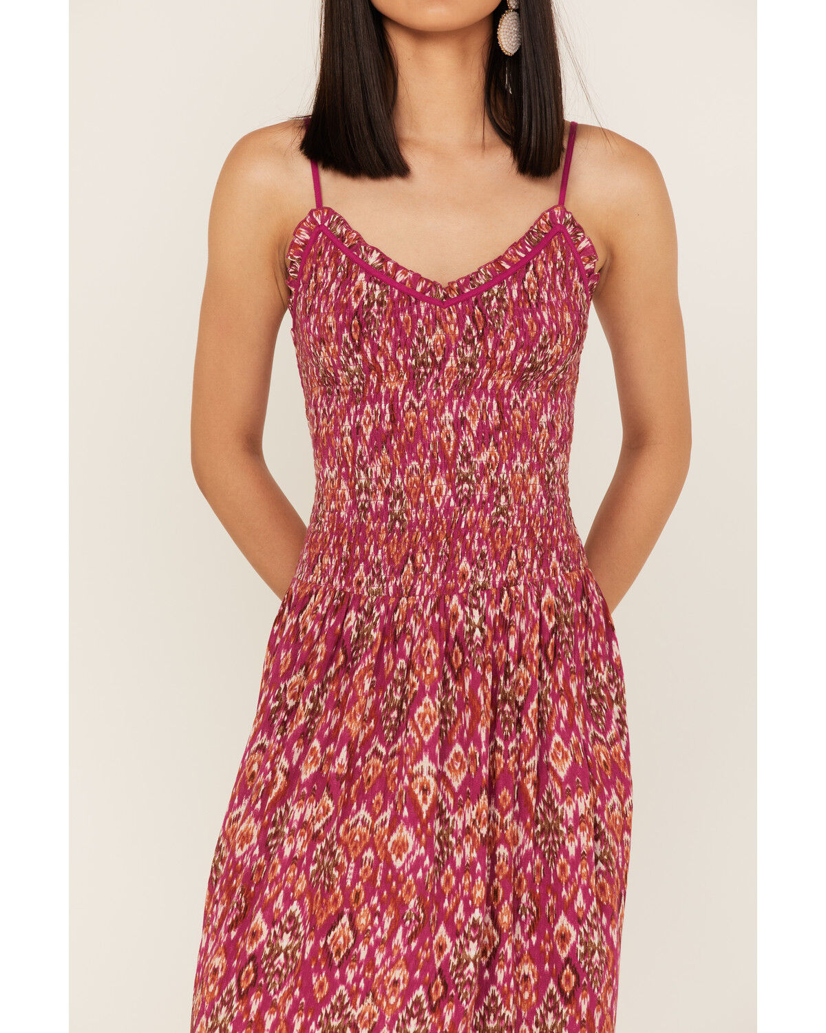 Image #3 - Band of the Free Women's Mirage Smocked Midi Dress, Fuscia, hi-res