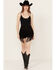 Image #1 - Blue B Women's Mid Rise Faux Suede Studded Fringe Shorts, , hi-res