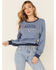 Kimes Ranch Women's Faded Denim Upside Crew Long Sleeve Pullover Top, Blue, hi-res