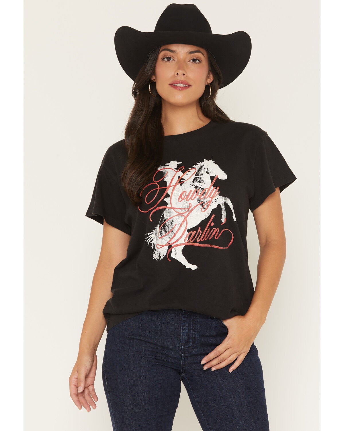 Girl Dangerous Women's Howdy Horse Short Sleeve Graphic Tee, Black, hi-res