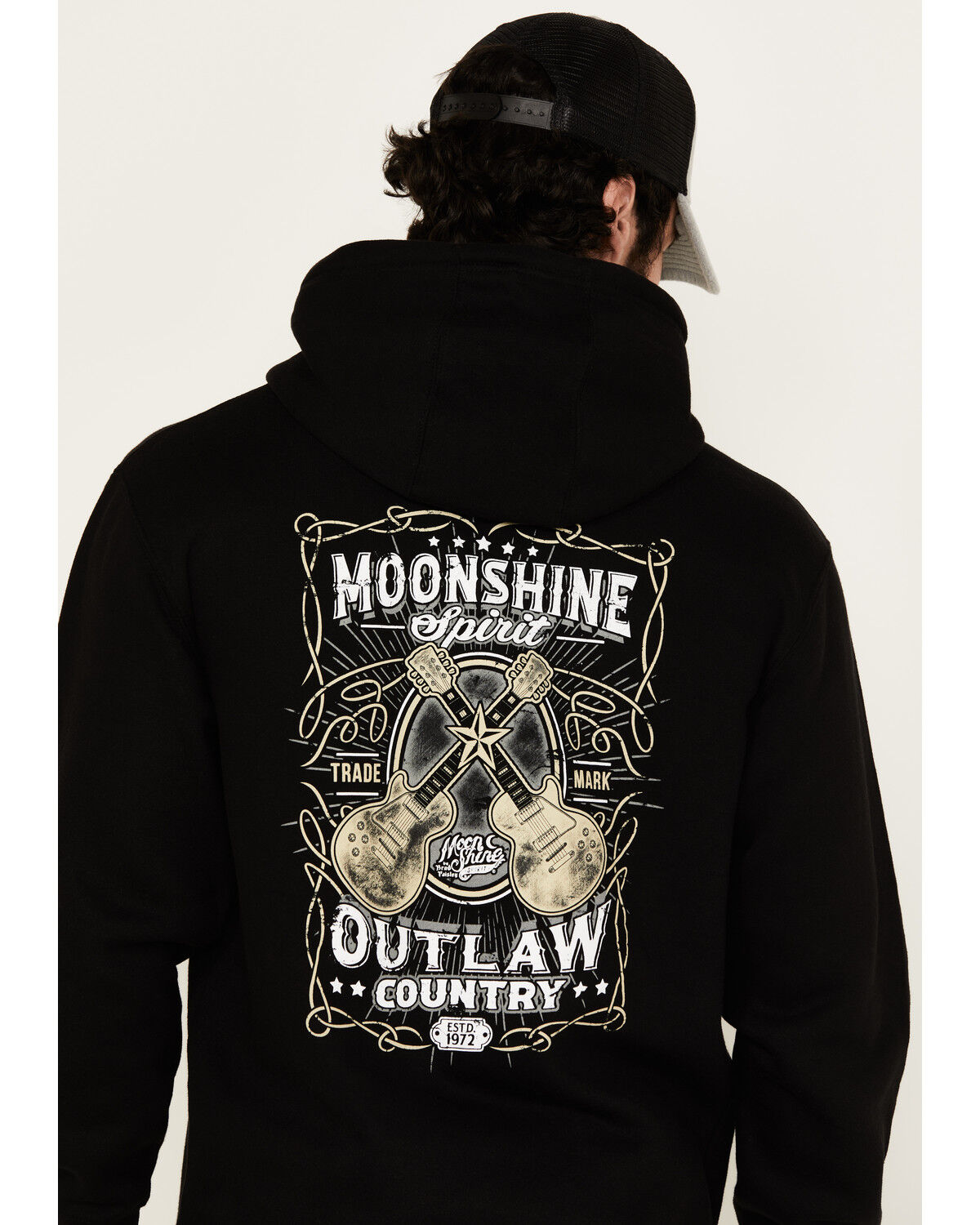 Image #4 - Moonshine Spirit Men's Guitar Logo Graphic Hooded Sweatshirt, Black, hi-res