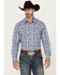 Image #1 - Wrangler Retro Men's Plaid Print Long Sleeve Snap Western Shirt, Blue, hi-res